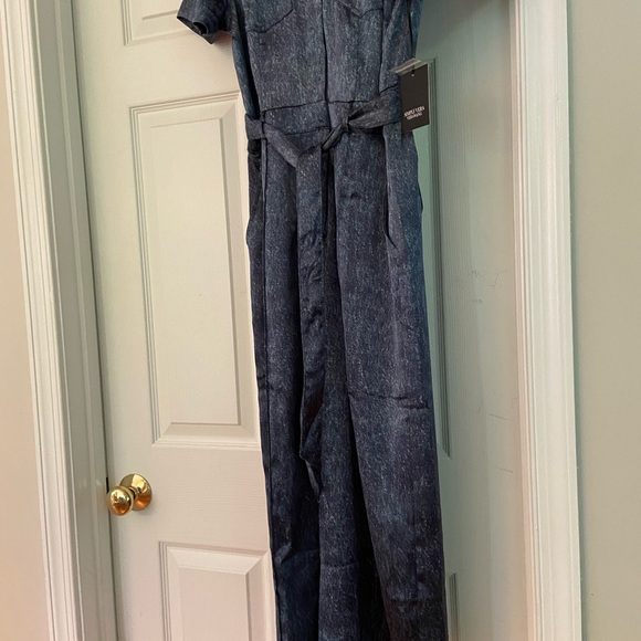 Simply Vera Vera Wang Denim Blue Short Sleeve Jumpsuit - Picture 2 of 4